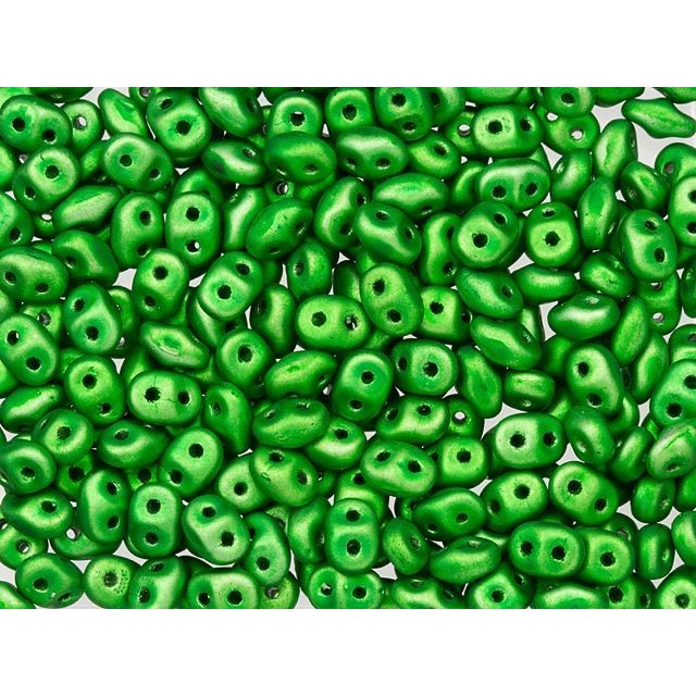 Matubo SuperDuo 2 x 5mm Metalust Matte Apple Green 2-Hole Seed Bead 2.5-Inch Tube