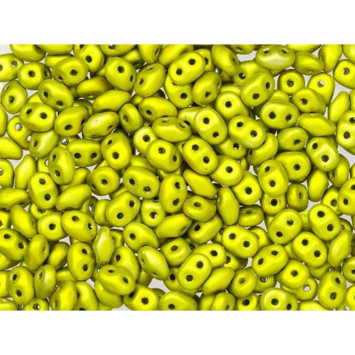 Matubo SuperDuo 2 x 5mm Metalust Matte Yellow Gold 2-Hole Seed Bead 2.5-Inch Tube