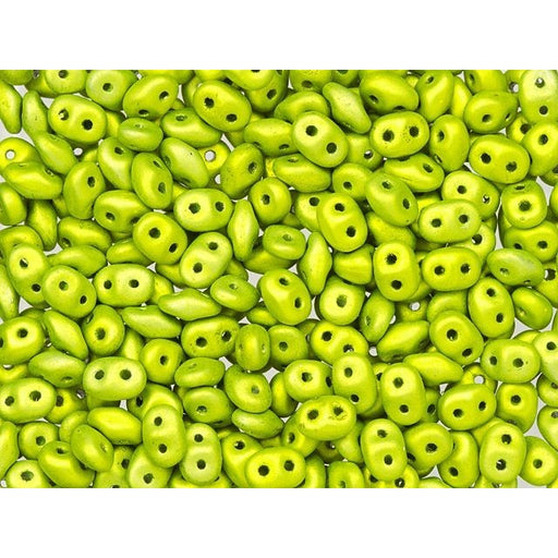 Matubo SuperDuo 2 x 5mm Metalust Matte Electric Green 2-Hole Seed Bead 2.5-Inch Tube