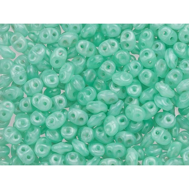 Matubo SuperDuo 2 x 5mm Milky Peridot 2-Hole Seed Bead 2.5-Inch Tube