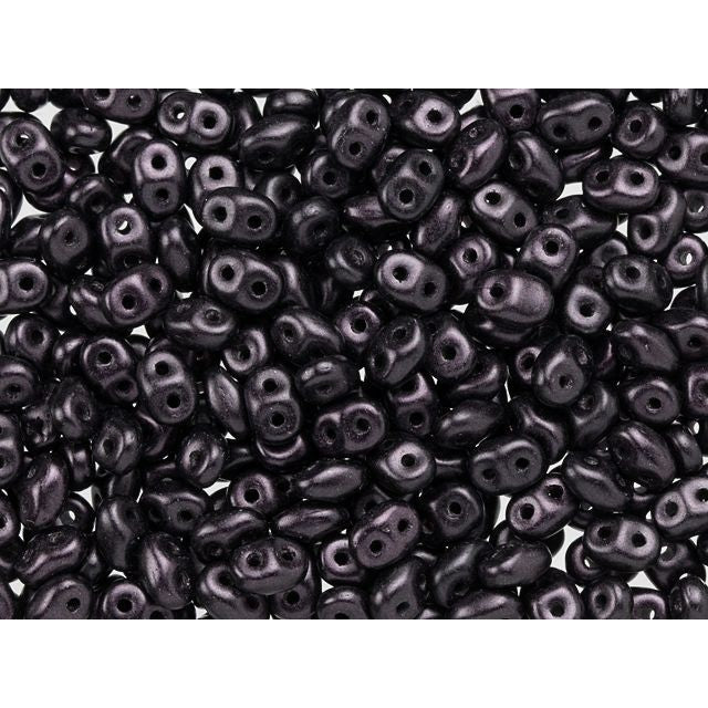 Matubo SuperDuo 2 x 5mm Metallic Suede Dark Plum 2-Hole Seed Bead 2.5-Inch Tube