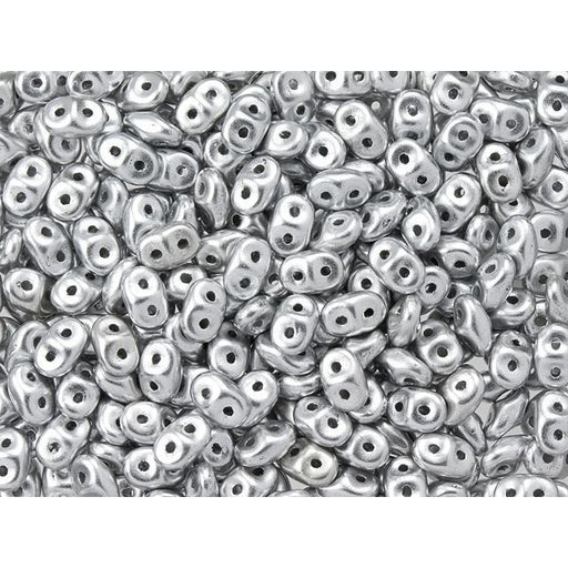 Matubo SuperDuo 2 x 5mm Matte Metallic Silver 2-Hole Seed Bead 2.5-Inch Tube