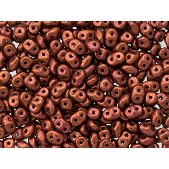 Czech Glass Matubo, 2-Hole SuperDuo Beads 2x5mm, Matte Metallic Antique Copper (2.5" Tube)