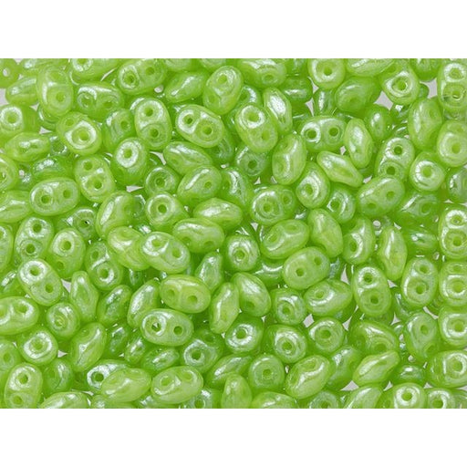 Matubo SuperDuo 2 x 5mm Milky Dark Peridot Luster 2-Hole Seed Bead 2.5-Inch Tube