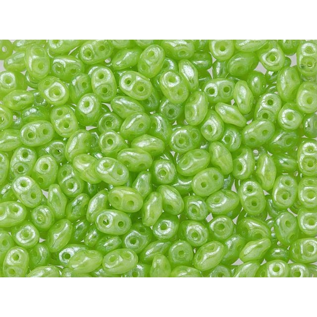 Matubo SuperDuo 2 x 5mm Milky Dark Peridot Luster 2-Hole Seed Bead 2.5-Inch Tube