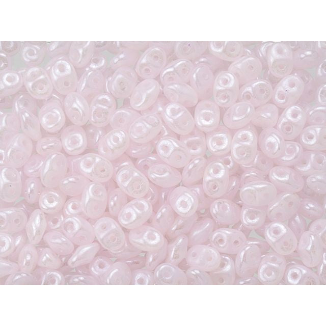 Matubo SuperDuo 2 x 5mm Milky Soft Rosaline Luster 2-Hole Seed Bead 2.5-Inch Tube