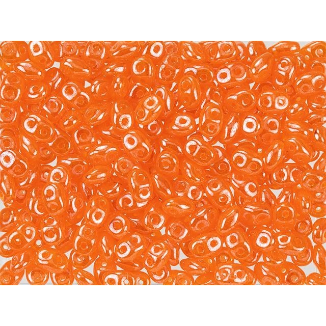 Matubo SuperDuo 2 x 5mm Milky Orange Luster 2-Hole Seed Bead 2.5-Inch Tube