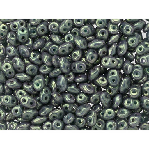 Matubo SuperDuo 2 x 5mm Turquoise Green Luster 2-Hole Seed Bead 2.5-Inch Tube