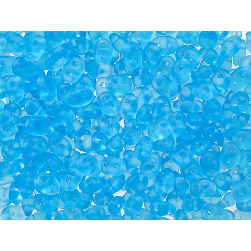 Czech Glass Matubo, 2-Hole SuperDuo Beads 2x5mm, Matte Aquamarine (2.5" Tube)