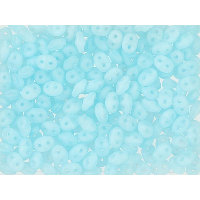 Matubo SuperDuo 2 x 5mm Matte Milky Aquamarine 2-Hole Seed Bead 2.5-Inch Tube