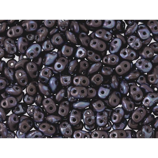 Matubo SuperDuo 2 x 5mm Jet Matte Nebula 2-Hole Seed Bead 2.5-Inch Tube