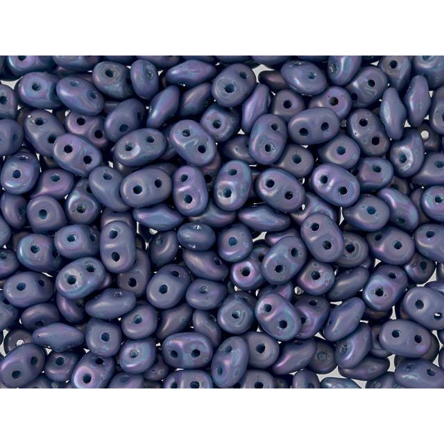 Matubo SuperDuo 2 x 5mm Opaque Blue Turquoise Matte Nebula 2-Hole Seed Bead 2.5-Inch Tube