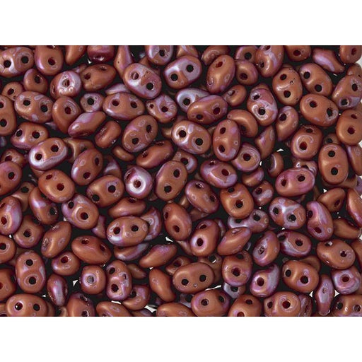 Matubo SuperDuo 2 x 5mm Opaque Red Matte Nebula 2-Hole Seed Bead 2.5-Inch Tube