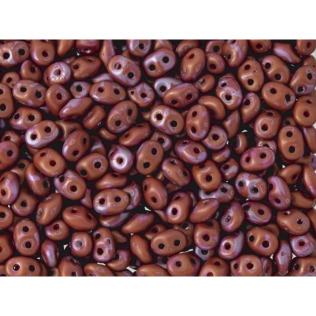 Matubo SuperDuo 2 x 5mm Opaque Red Matte Nebula 2-Hole Seed Bead 2.5-Inch Tube