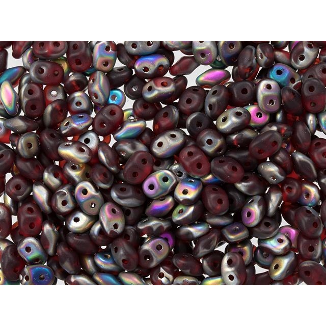 Matubo SuperDuo 2 x 5mm Matte Siam Ruby Vitral 2-Hole Seed Bead 2.5-Inch Tube