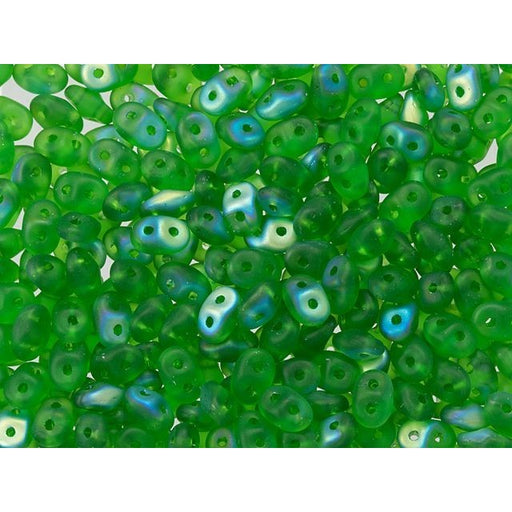 Matubo SuperDuo 2 x 5mm Green AB Matte 2-Hole Seed Bead 2.5-Inch Tube