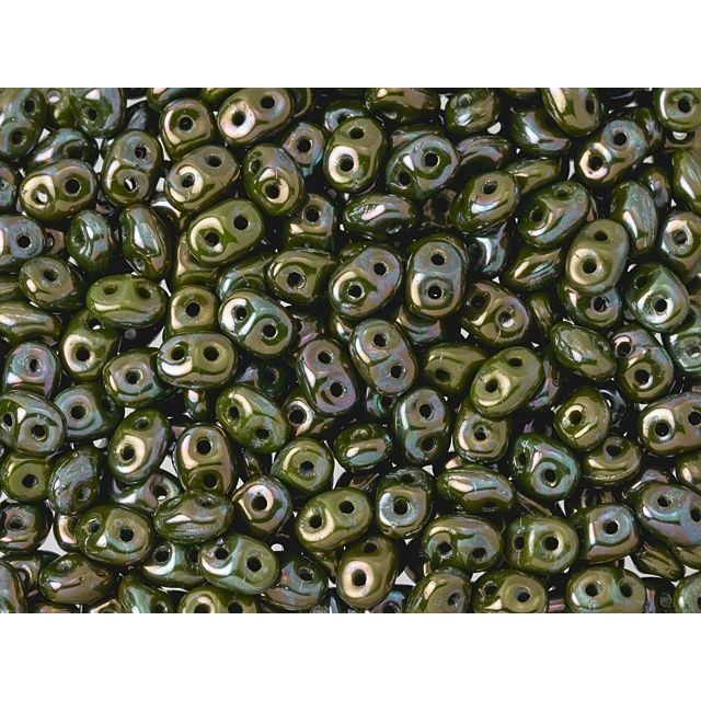 Matubo SuperDuo 2 x 5mm Opaque Olivine Nebula 2-Hole Seed Bead 2.5-Inch Tube