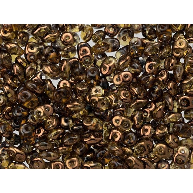 Matubo SuperDuo 2 x 5mm Topaz Half Bronze Luster 2-Hole Seed Bead 2.5-Inch Tube