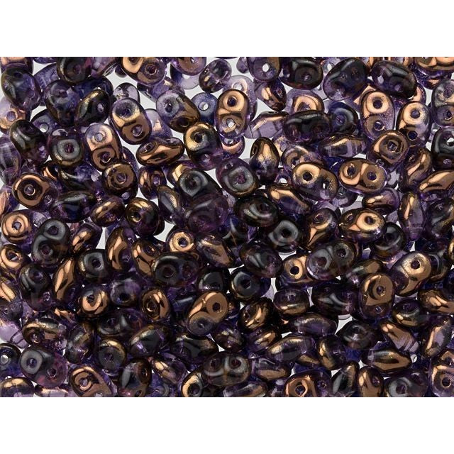 Matubo SuperDuo 2 x 5mm Tanzanite Half Bronze Luster 2-Hole Seed Bead 2.5-Inch Tube