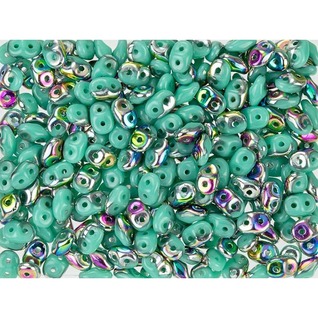 Matubo SuperDuo 2 x 5mm Turquoise Vitral 2-Hole Seed Bead 2.5-Inch Tube