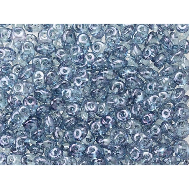 Matubo SuperDuo 2 x 5mm Transparent Blue Luster 2-Hole Seed Bead 2.5-Inch Tube