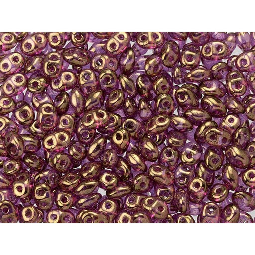 Matubo SuperDuo 2 x 5mm Transparent Gold/Amethyst Luster 2-Hole Seed Bead 2.5-Inch Tube