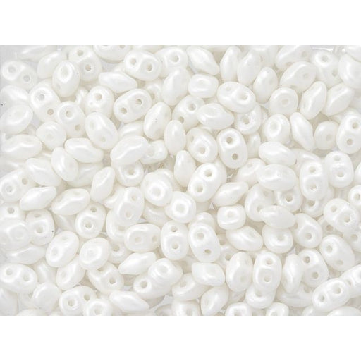 Matubo SuperDuo 2 x 5mm White Pearl Shine 2-Hole Seed Bead 2.5-Inch Tube