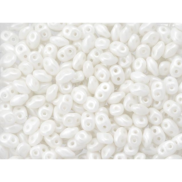 Matubo SuperDuo 2 x 5mm White Pearl Shine 2-Hole Seed Bead 2.5-Inch Tube