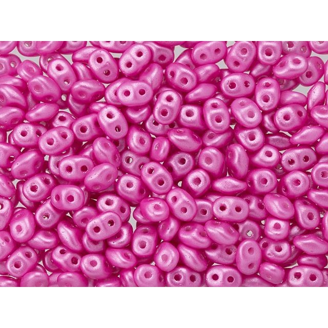 Matubo SuperDuo 2 x 5mm Hot Pink Pearl Shine 2-Hole Seed Bead 2.5-Inch Tube