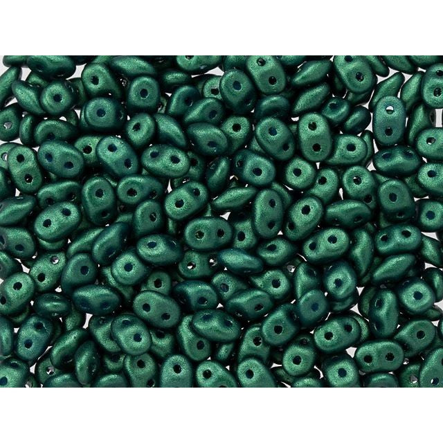 Matubo SuperDuo 2 x 5mm Emerald Gold Shine 2-Hole Seed Bead 2.5-Inch Tube