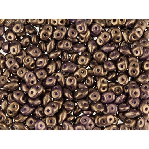 Matubo SuperDuo 2 x 5mm Dark Purple Gold Shine 2-Hole Seed Bead 2.5-Inch Tube