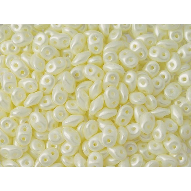 Matubo SuperDuo 2 x 5mm Light Cream Pearl Coat 2-Hole Seed Bead 2.5-Inch Tube