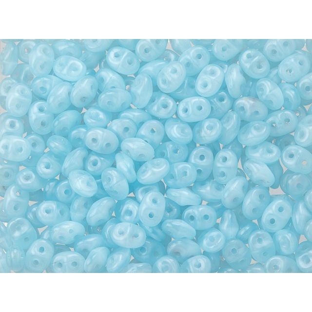 Matubo SuperDuo 2 x 5mm Milky Aquamarine 2-Hole Seed Bead 2.5-Inch Tube