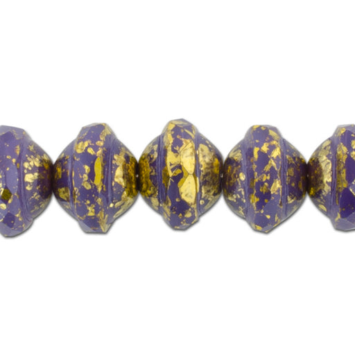 Czech Glass Beads, Saturn 10x8mm, Purple Opaline with Antique Gold Finish, by Raven's Journey (1 Strand)