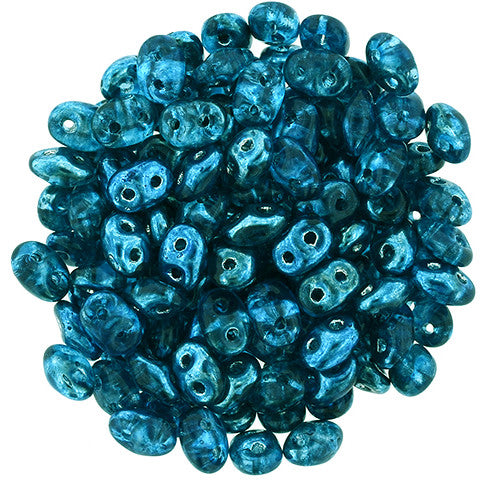 Matubo SuperDuo 2 x 5mm Mirror - Turquoise Blue 2-Hole Seed Bead 2.5-Inch Tube