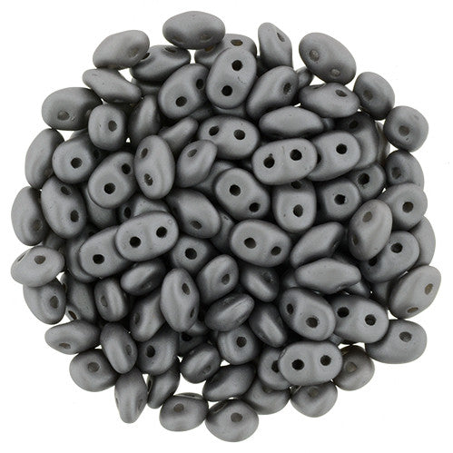 Matubo SuperDuo 2 x 5mm Satin Metallic Gray 2-Hole Seed Bead 2.5-Inch Tube