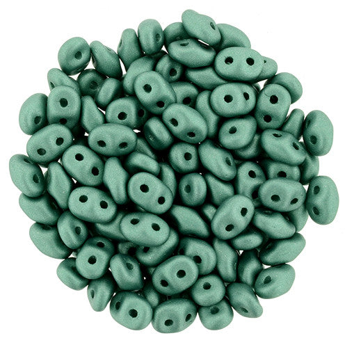 Matubo SuperDuo 2 x 5mm Satin Metallic Teal 2-Hole Seed Bead 2.5-Inch Tube