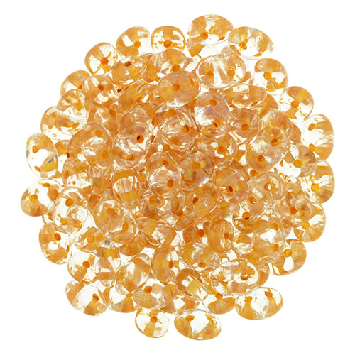 Matubo SuperDuo 2 x 5mm Crystal - Peach-Lined 2-Hole Seed Bead 2.5-Inch Tube