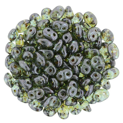 Matubo SuperDuo 2 x 5mm Luster - Transparent Green 2-Hole Seed Bead 2.5-Inch Tube