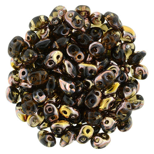 Matubo SuperDuo 2 x 5mm Apollo - Smoky Topaz 2-Hole Seed Bead 2.5-Inch Tube