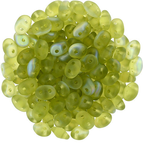 Matubo SuperDuo 2 x 5mm Matte - Olivine AB 2-Hole Seed Bead 2.5-Inch Tube