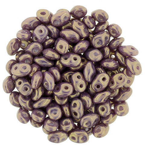 Matubo SuperDuo 2 x 5mm Luster - Opaque Gold/Amethyst 2-Hole Seed Bead 2.5-Inch Tube