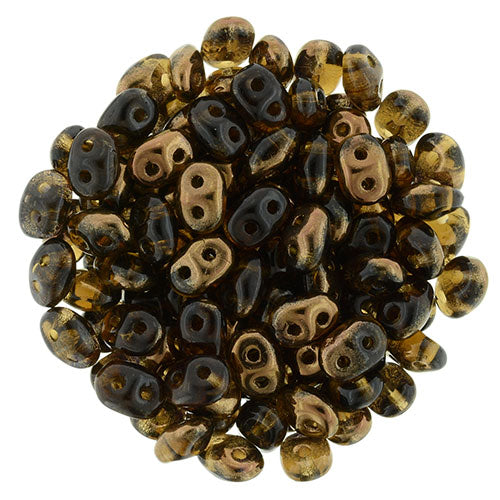 Matubo SuperDuo 2 x 5mm Bronze Luster 1/2 - Smokey Topaz 2-Hole Seed Bead 2.5-Inch Tube