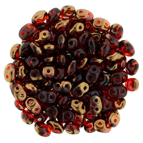 Matubo SuperDuo 2 x 5mm Bronze Luster 1/2 - Siam Ruby 2-Hole Seed Bead 2.5-Inch Tube