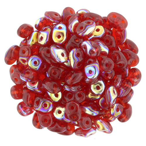 Matubo SuperDuo 2 x 5mm Siam Ruby AB 2-Hole Seed Bead 2.5-Inch Tube