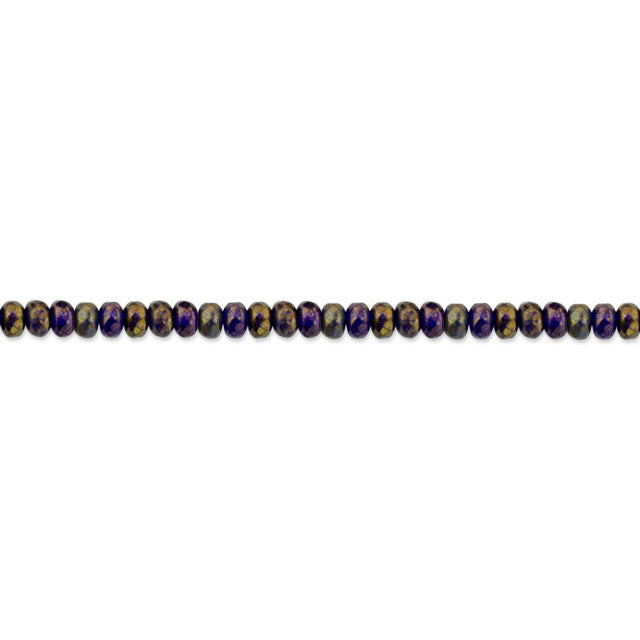 Czech Glass 5 x 3mm Deep Cobalt Blue Transparent Turquoise Opaque Mix with Gold Luster Rondelle Bead Strand by Raven's Journey