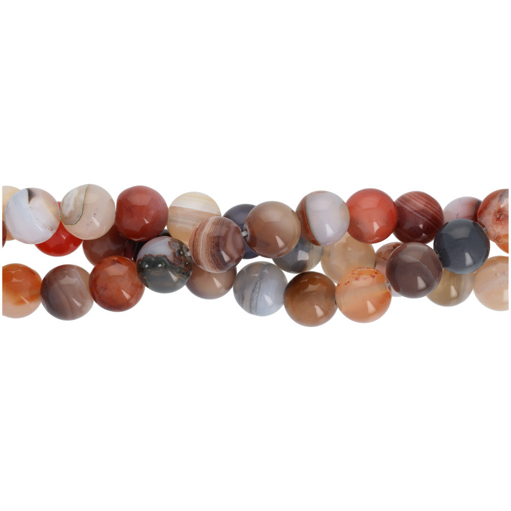 Gemstone Beads, Persian Gulf Line Agate, 10mm Round, 1 Strand