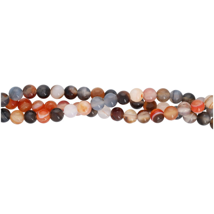 Gemstone Beads, Persian Gulf Line Agate, 6mm Round, 1 Strand