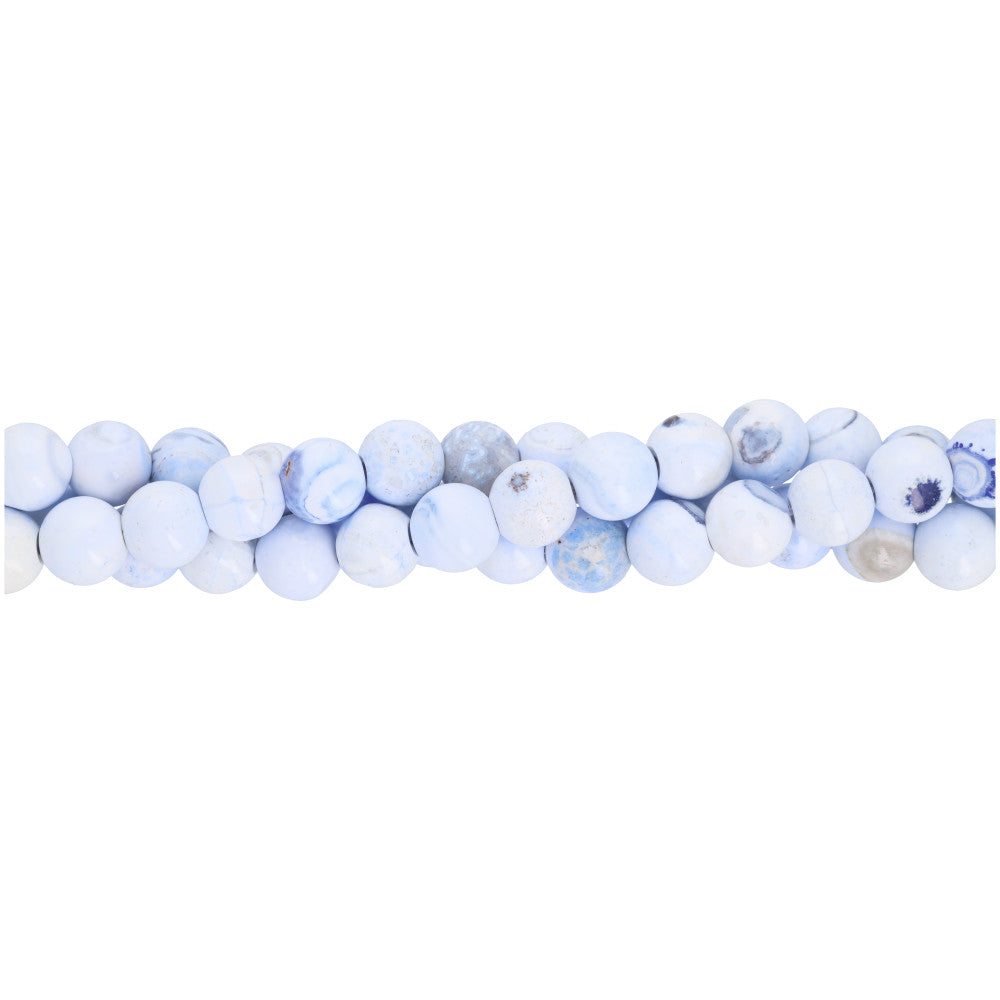 Gemstone Beads, Blue and White Porcelain Agate, 8mm Round, 1 Strand