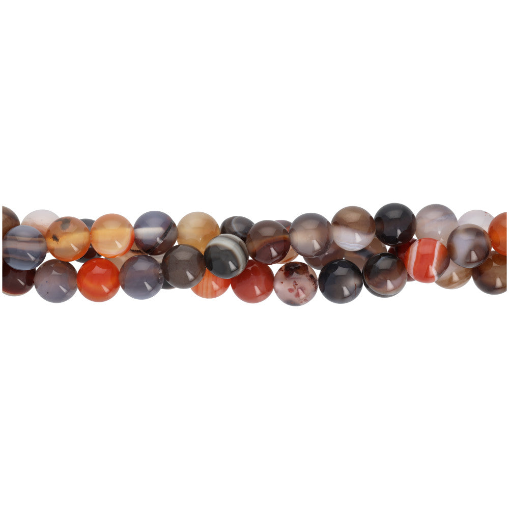 Gemstone Beads, Persian Gulf Line Agate, 8mm Round, 1 Strand